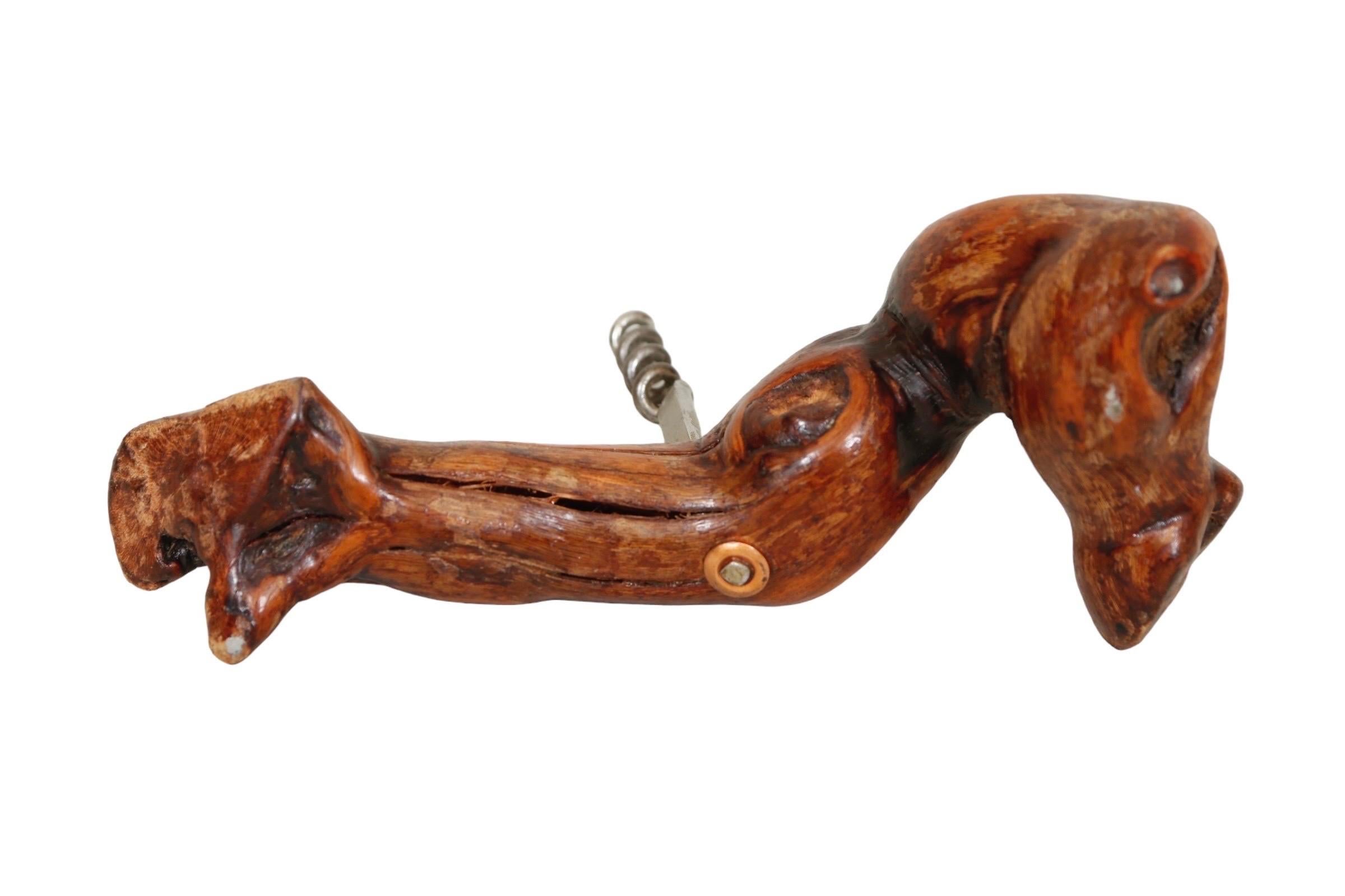 1940's French Laurent Siret Grapewood Corkscrew In Good Condition For Sale In Bradenton, FL
