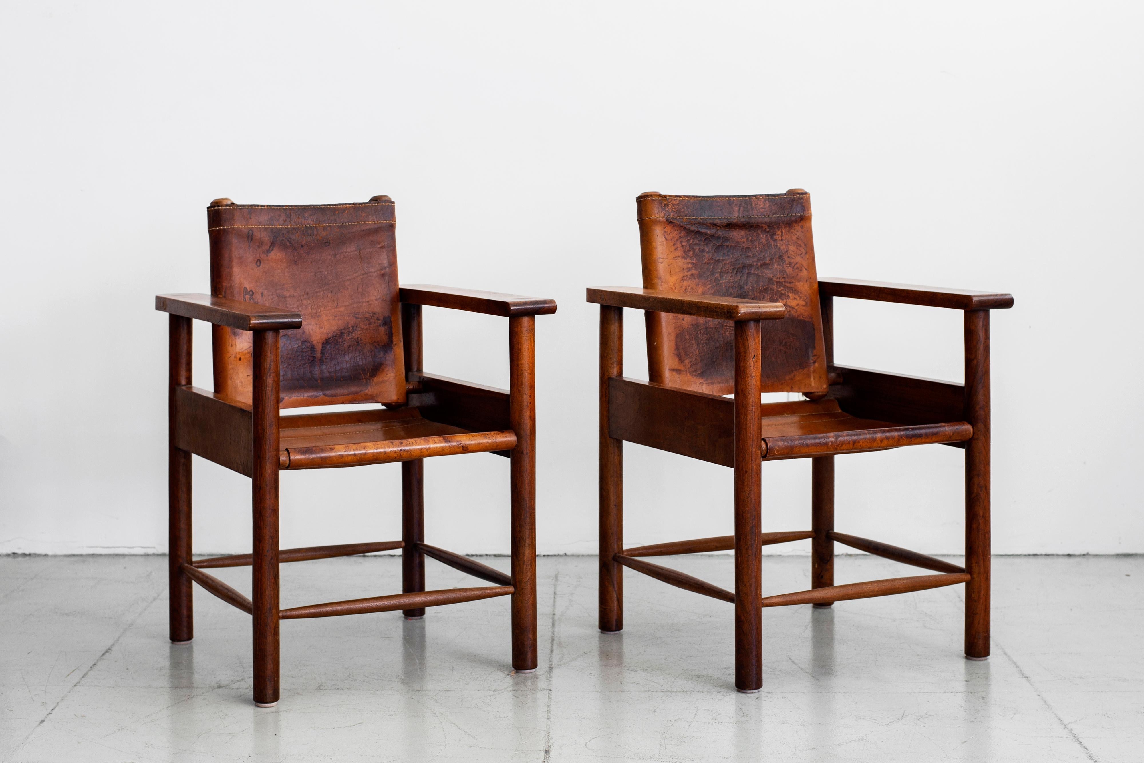 1940s French Leather Chairs 5