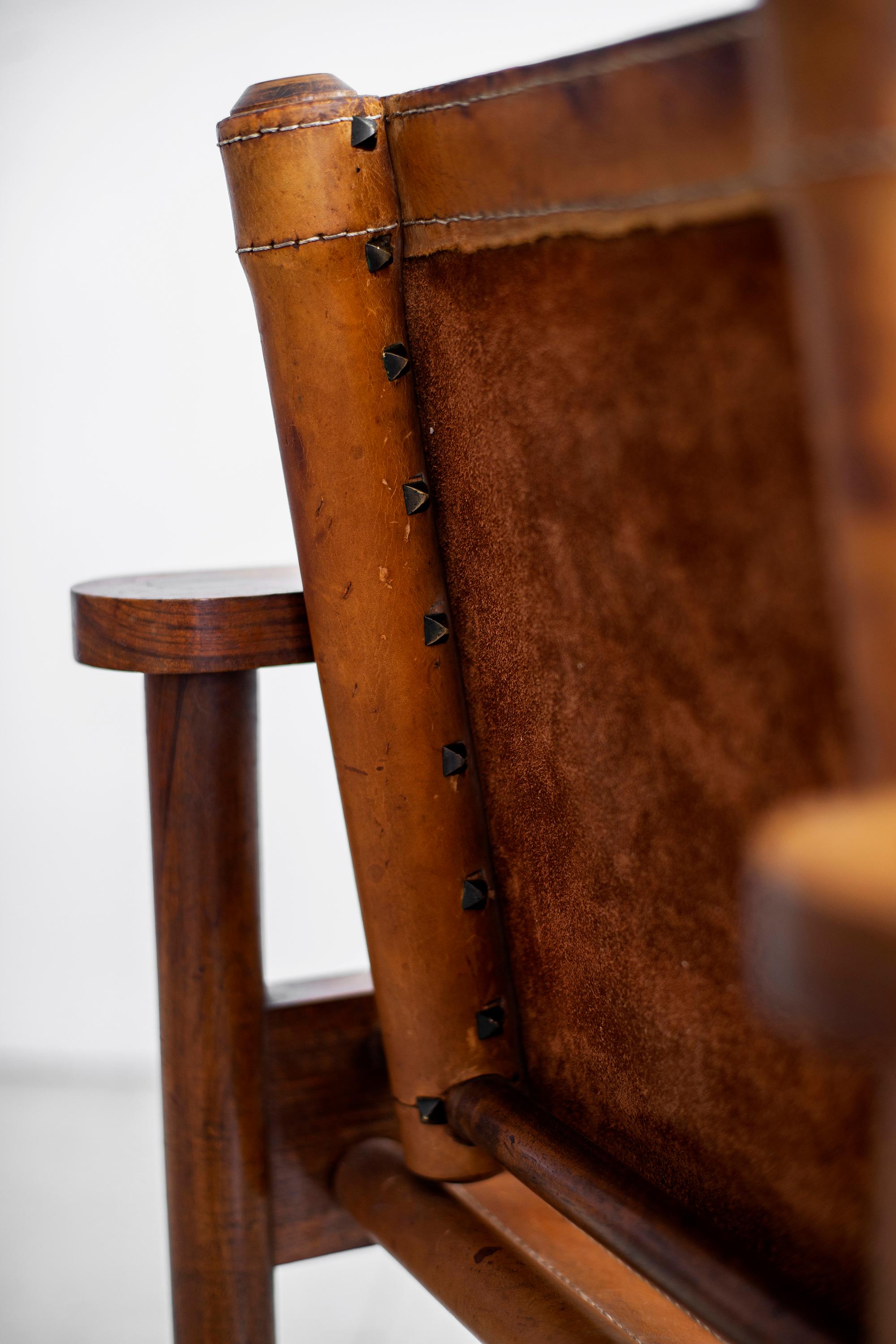 1940s French Leather Chairs 2