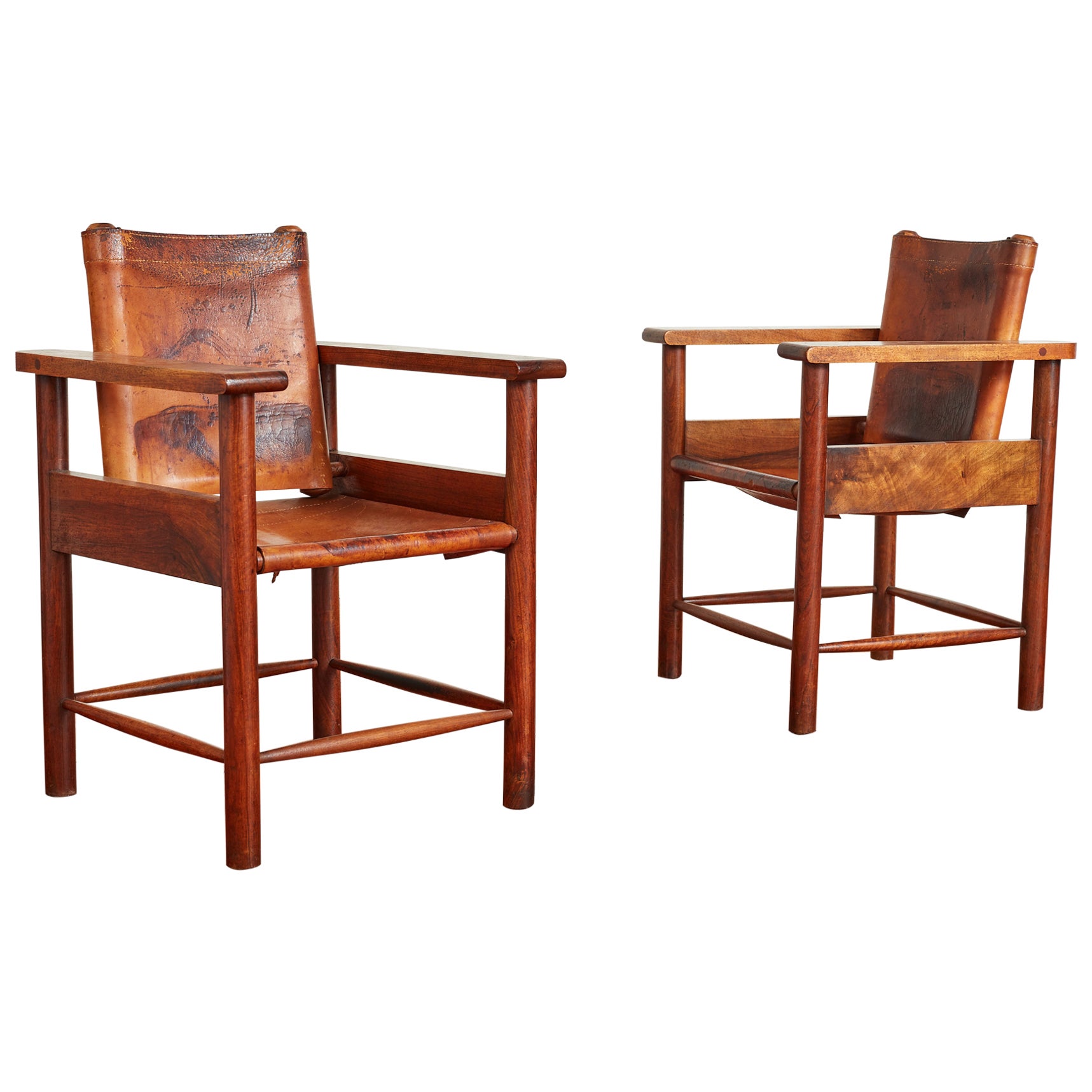 Sillas de cuero francesas de los años 40