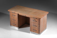 1940s French Limed Oak Desk