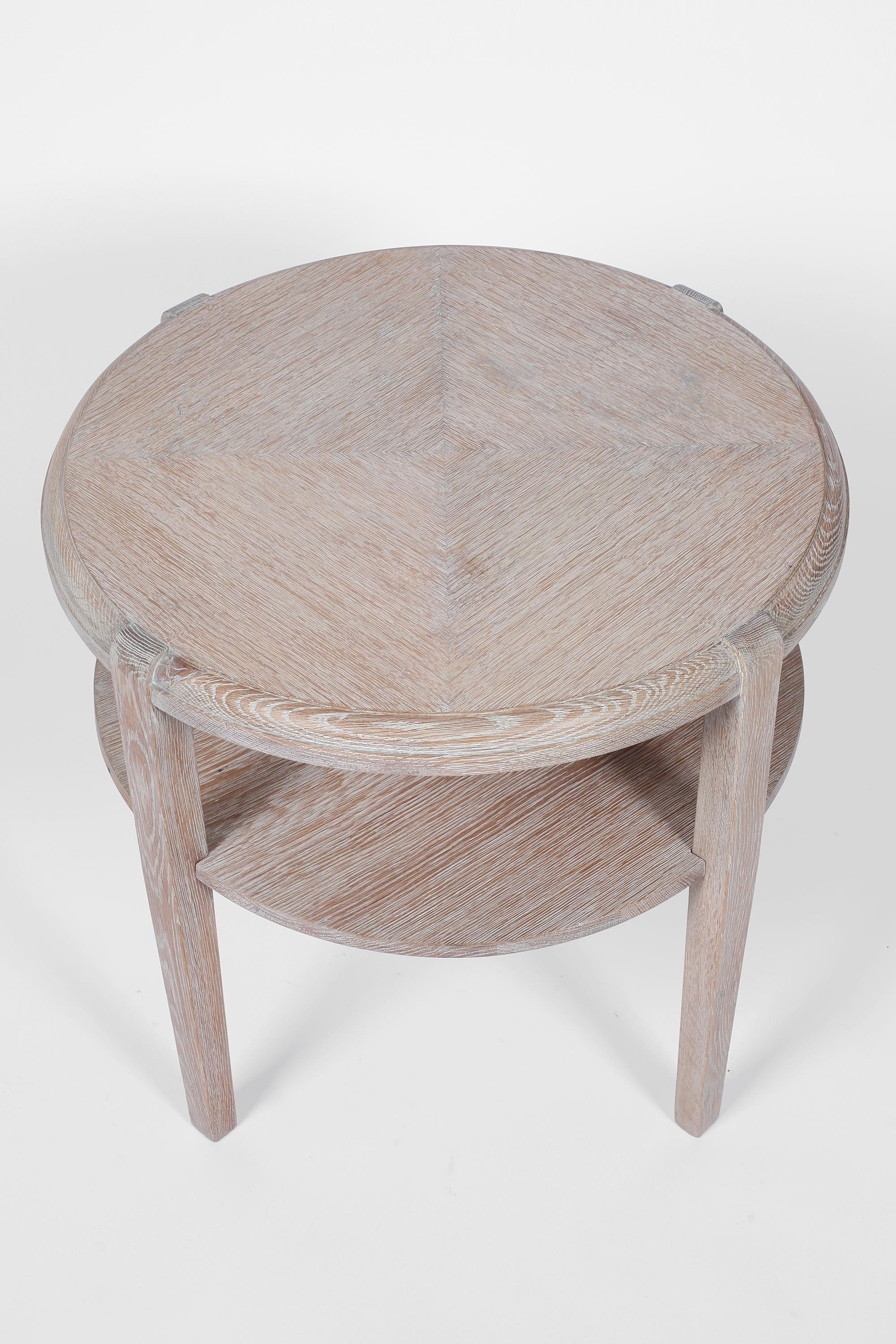 1940s French Limed Oak Occasional Side Table in the Manner of Jean-Michel Frank In Good Condition In London, GB