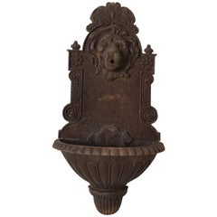 1940s French Lion Iron Wall Fountain