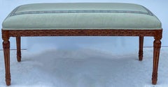 1940s French Louis XVI Style Carved Fruitwood Bench / Ottoman
