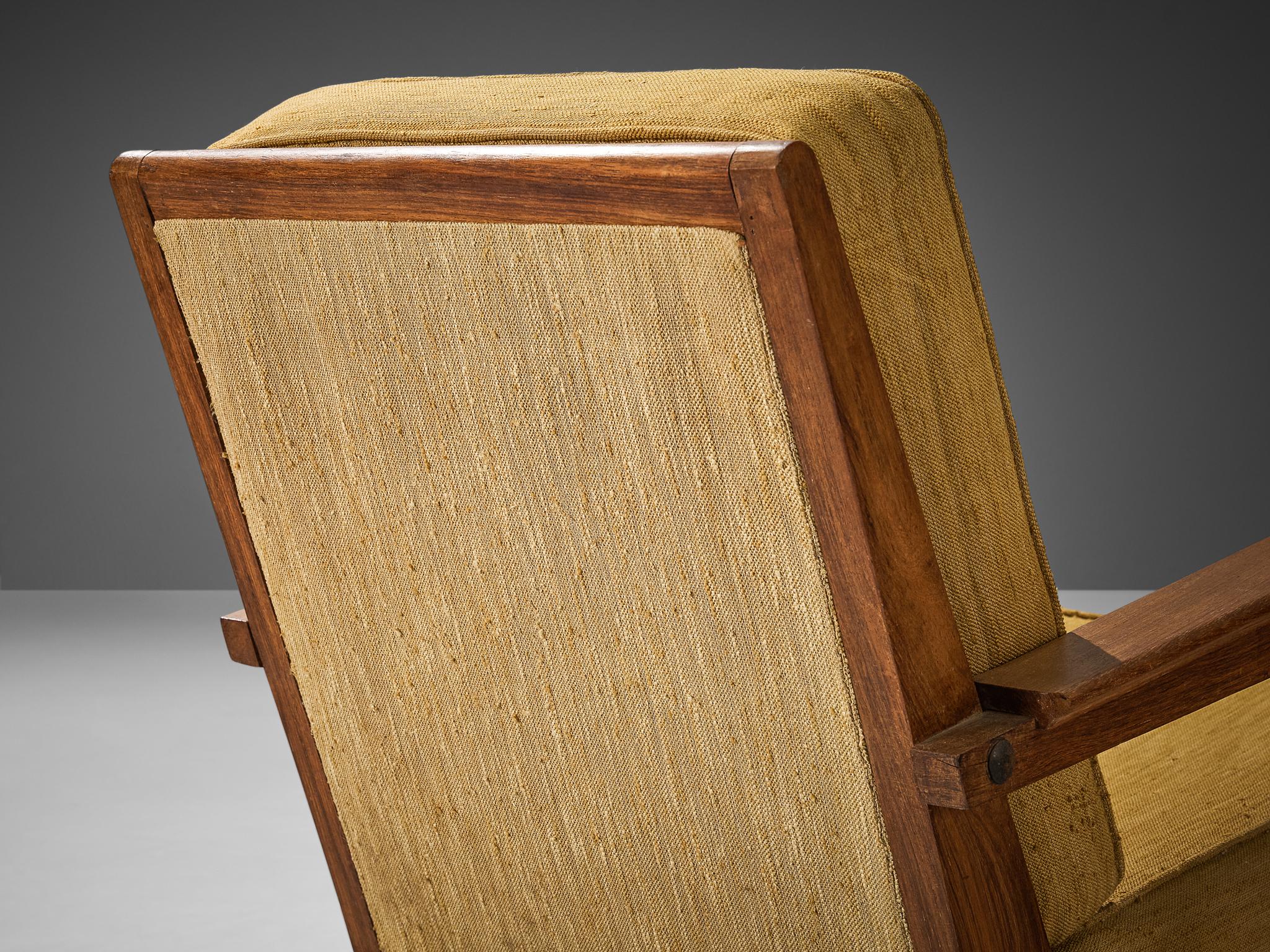 1940s French Lounge Chair with Constructivist Wooden Frame In Good Condition In Waalwijk, NL