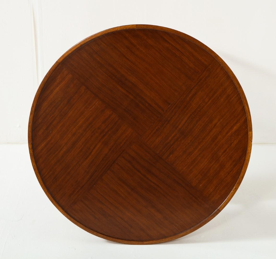 1940s French Mahogany Round Side Table 4