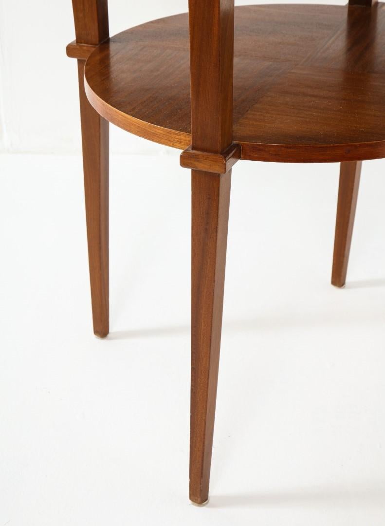 Mid-Century Modern 1940s French Mahogany Round Side Table