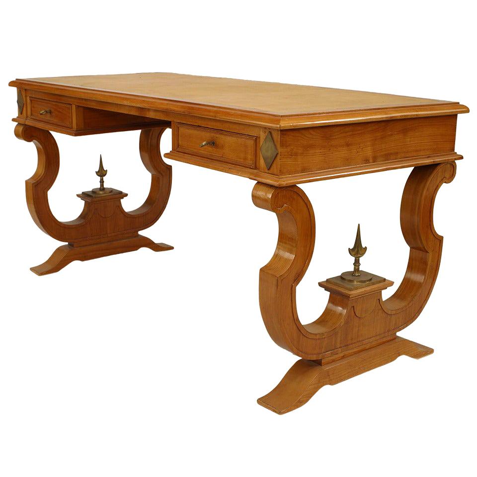 French Andre Arbus Ormolu Maple Writing Desk For Sale