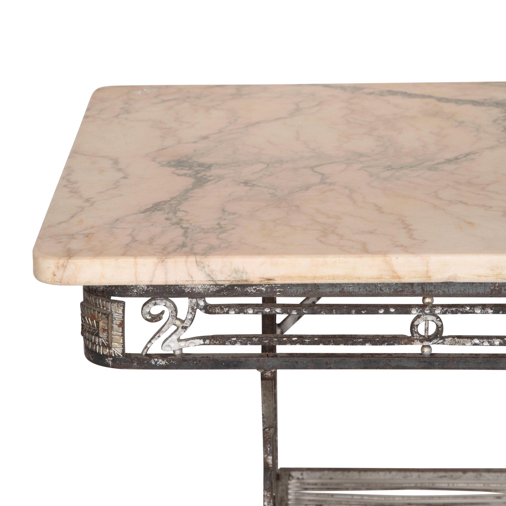 1940s French Marble Topped Bakers Table For Sale 3
