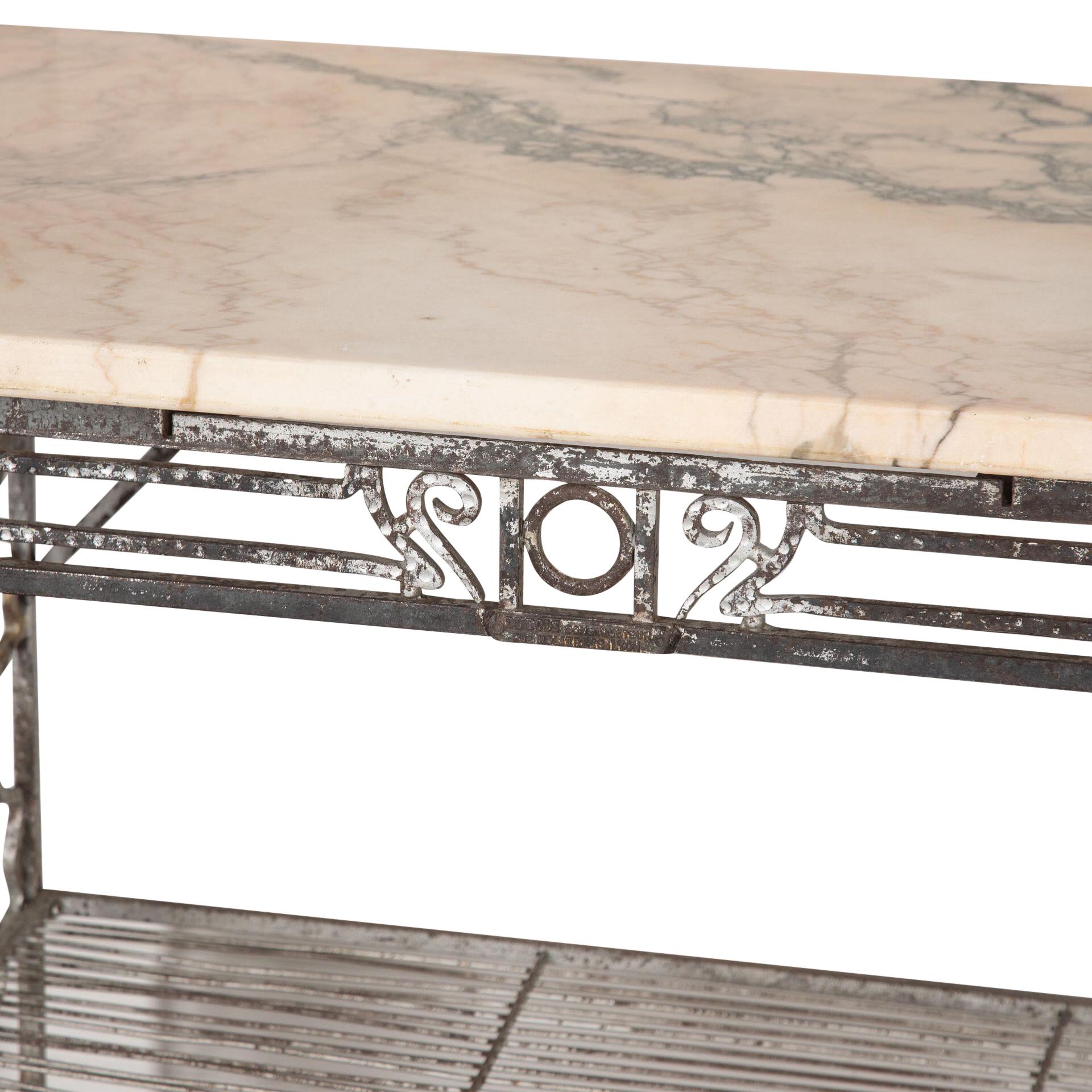 1940s French Marble Topped Bakers Table For Sale 6