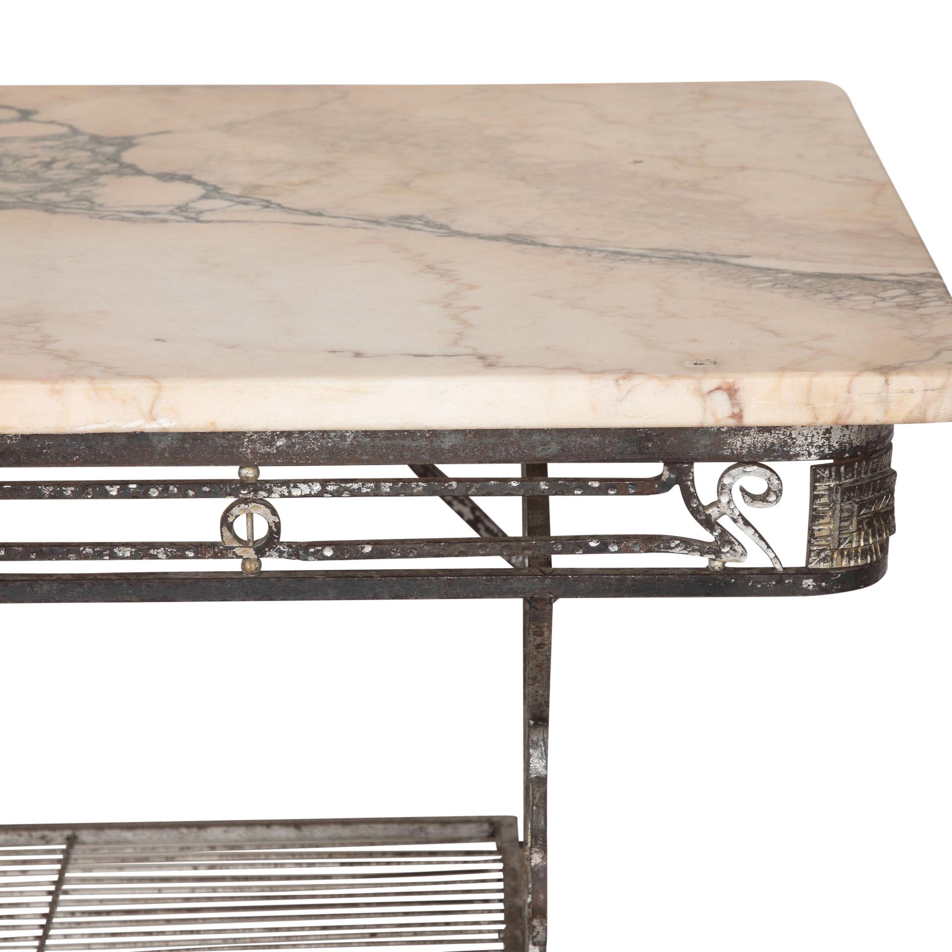 1940s French Marble Topped Bakers Table For Sale 2