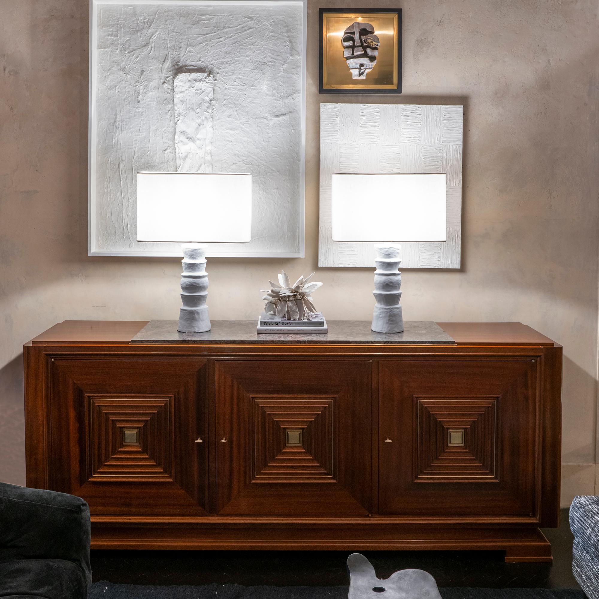 1940s French Maxime Old Mahogany Sideboard, Original Marble Top, Brass Details 7