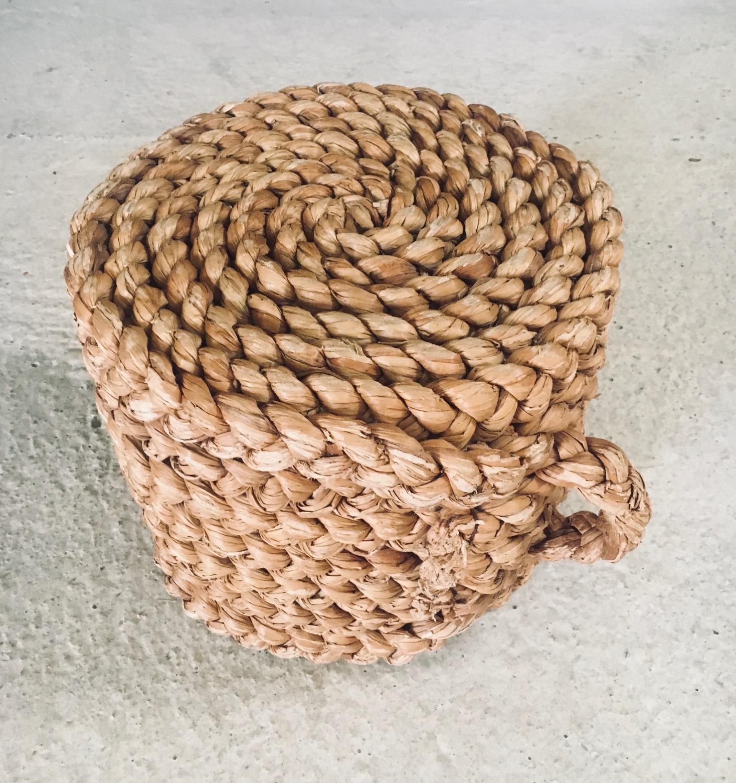 1940's French Mediterranean Design Low Rope Stool by Audoux Minet For Sale 5