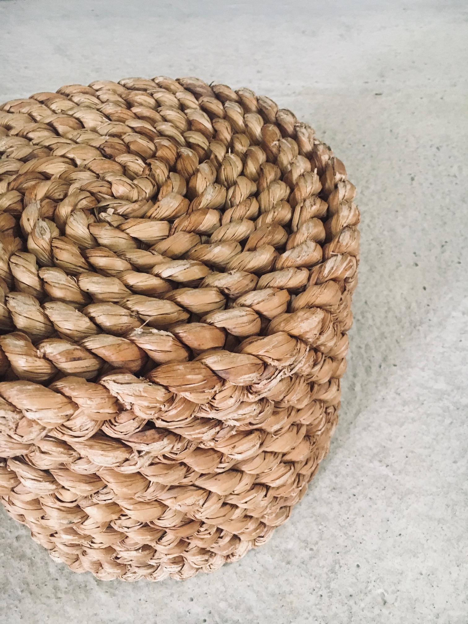 1940's French Mediterranean Design Low Rope Stool by Audoux Minet For Sale 9