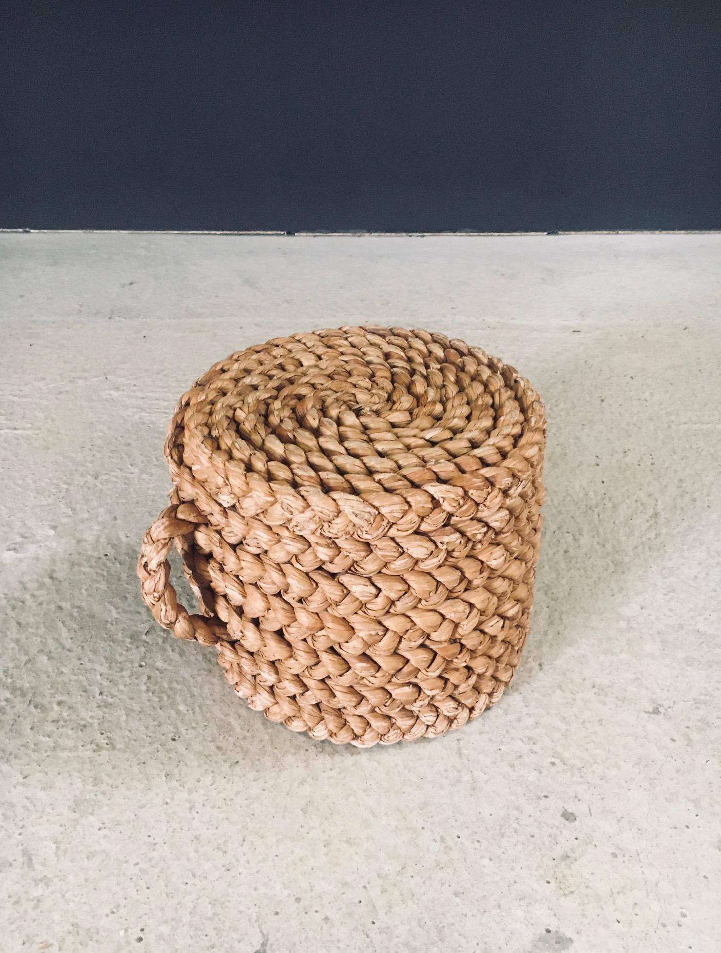 Hand-Woven 1940's French Mediterranean Design Low Rope Stool by Audoux Minet For Sale