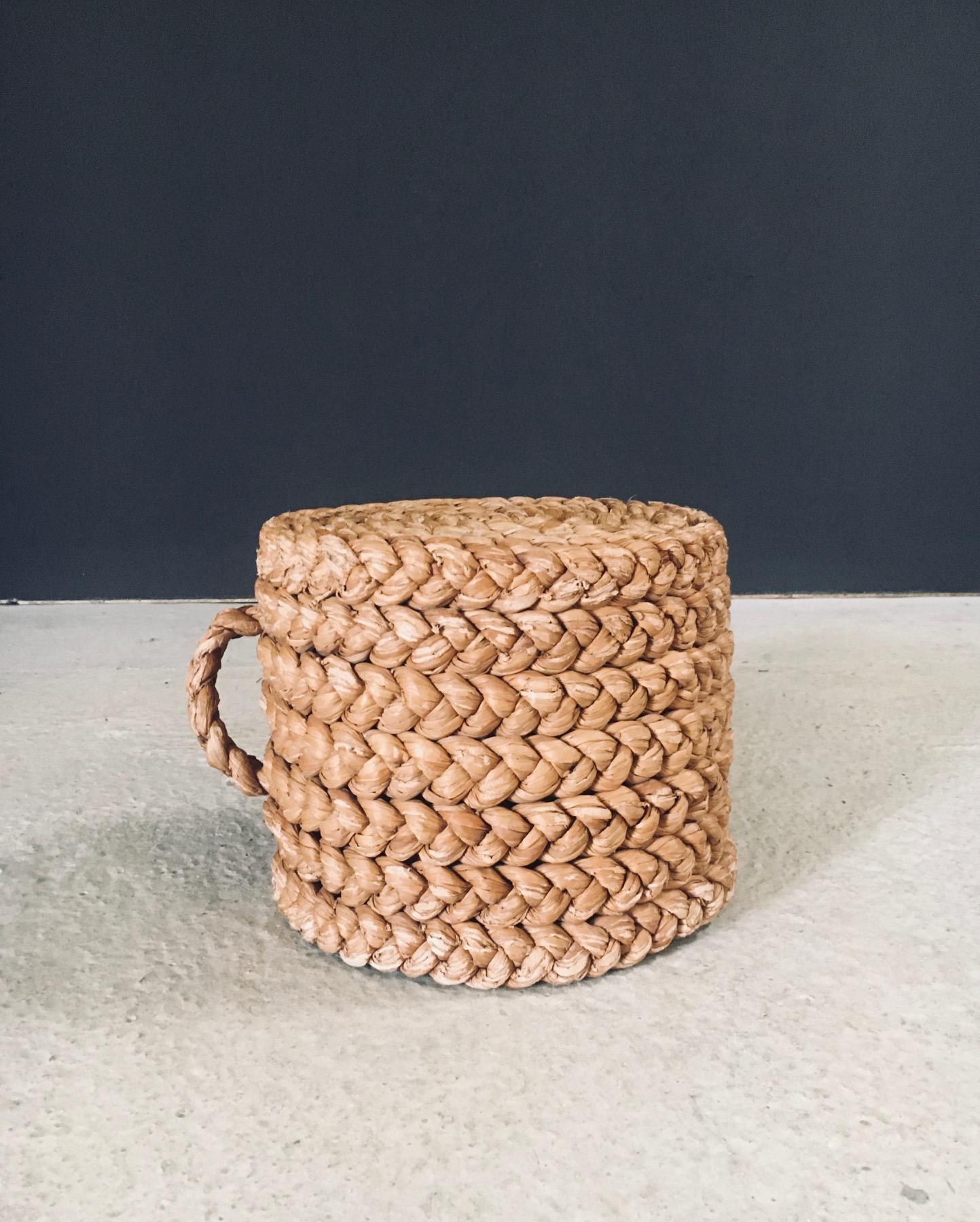 1940's French Mediterranean Design Low Rope Stool by Audoux Minet In Good Condition For Sale In Oud-Turnhout, VAN