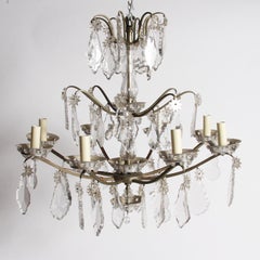 1940s French Metal and Crystal Chandelier by Baccarat