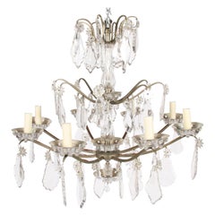 1940s French Metal and Crystal Chandelier by Baccarat