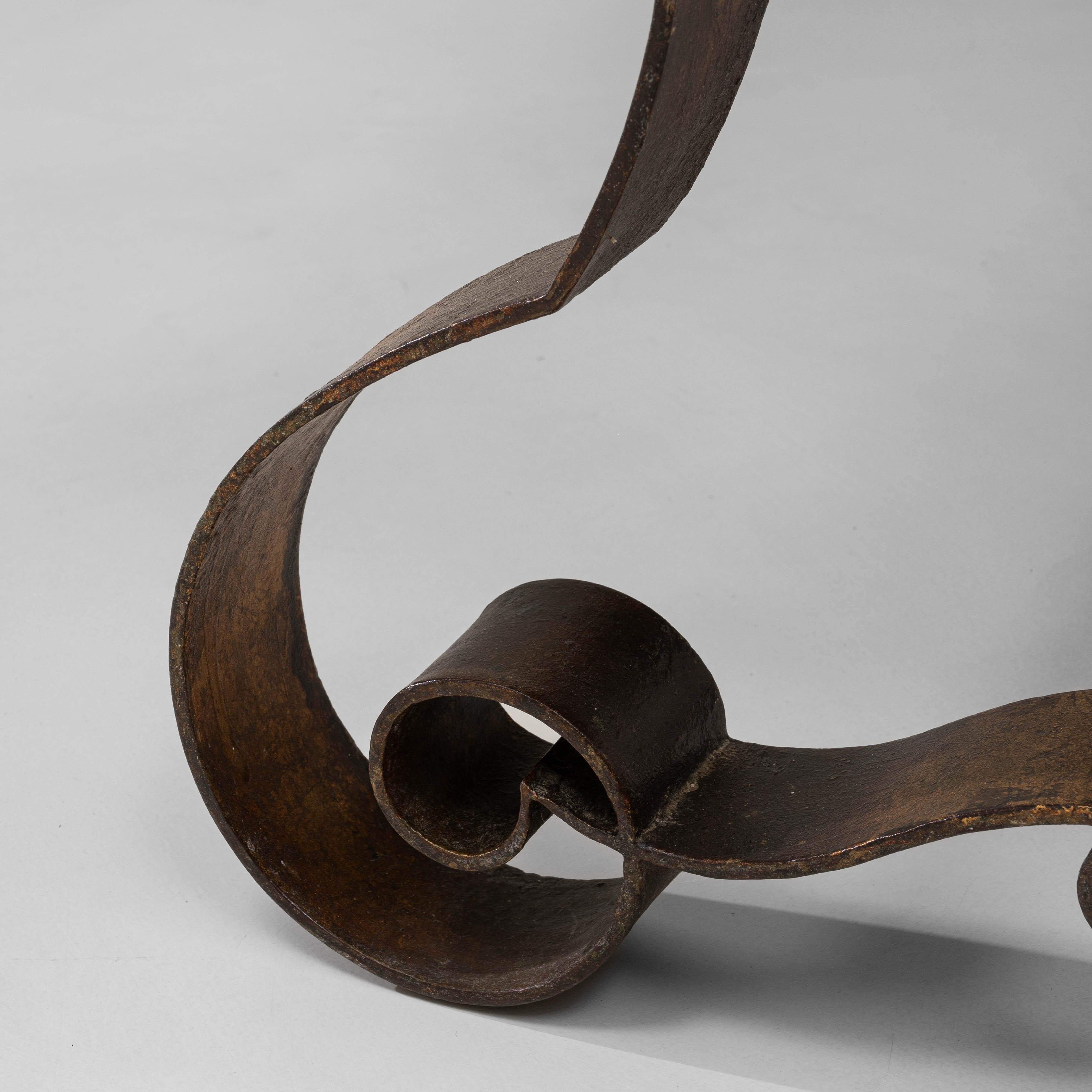 Table basse en métal français des années 1940 avec plateau en pierre en vente 5