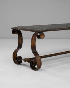 1940s French Metal Coffee Table With Stone Top