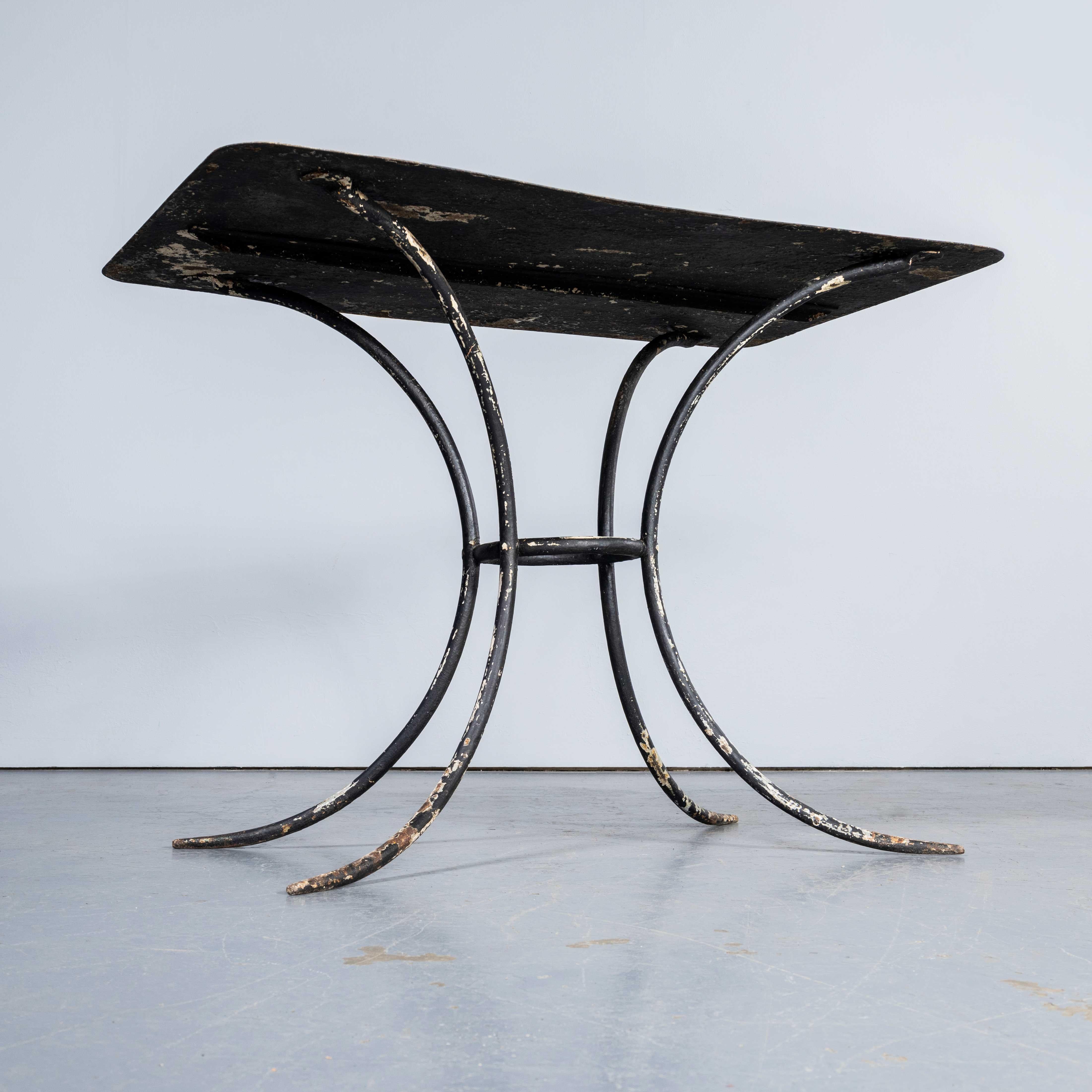 1940's French Metal Rectangular Outdoor Dining Table - Splayed Base In Good Condition For Sale In Hook, Hampshire
