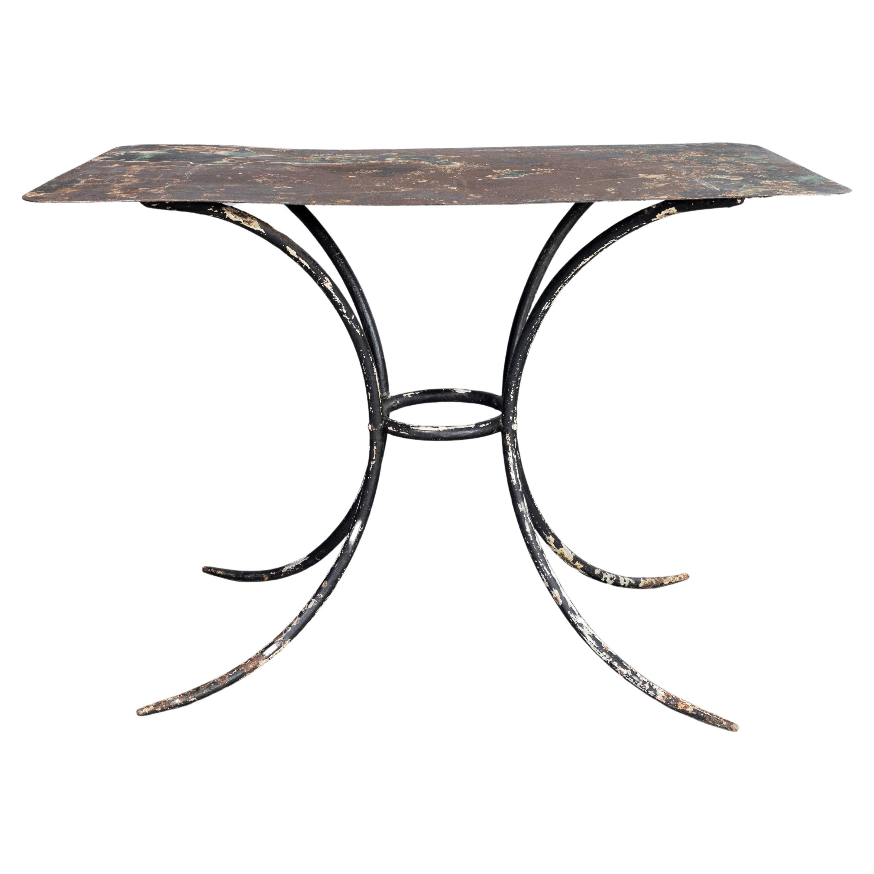 1940's French Metal Rectangular Outdoor Dining Table - Splayed Base