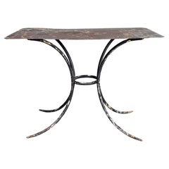 Used 1940's French Metal Rectangular Outdoor Dining Table - Splayed Base
