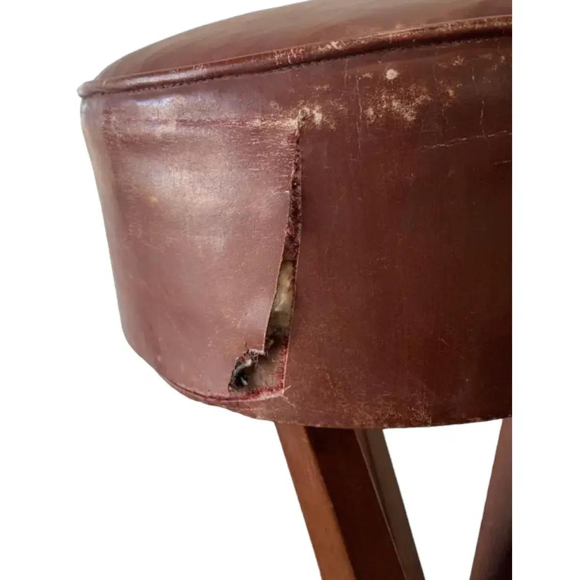 1940s French Mid Century Bar Stools- Set of 3 For Sale 4