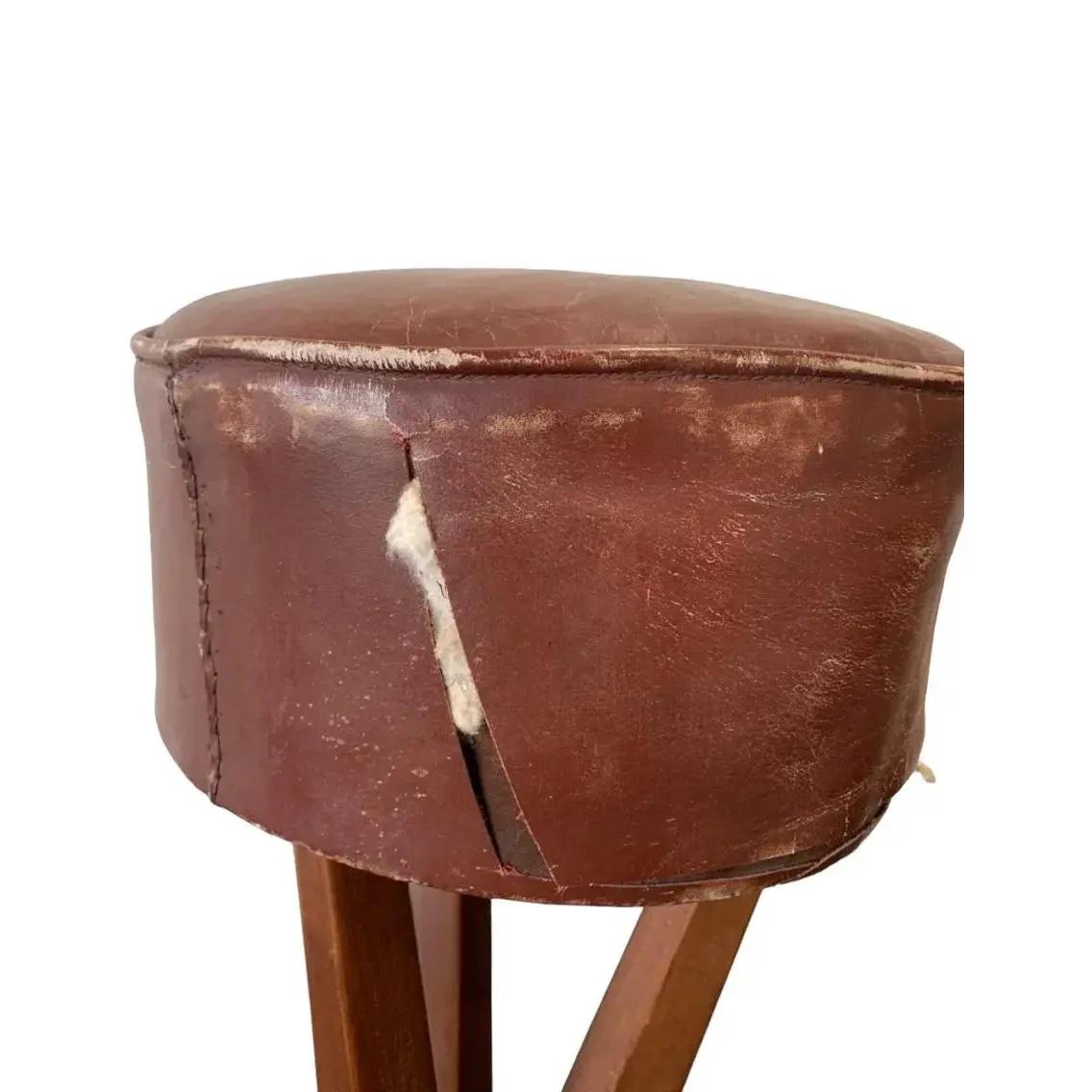 1940s French Mid Century Bar Stools- Set of 3 For Sale 6
