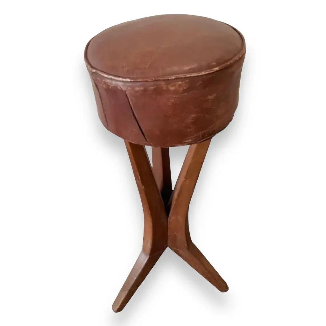 Mid-Century Modern 1940s French Mid Century Bar Stools- Set of 3 For Sale