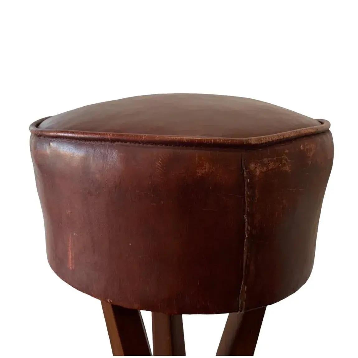 1940s French Mid Century Bar Stools- Set of 3 For Sale 2