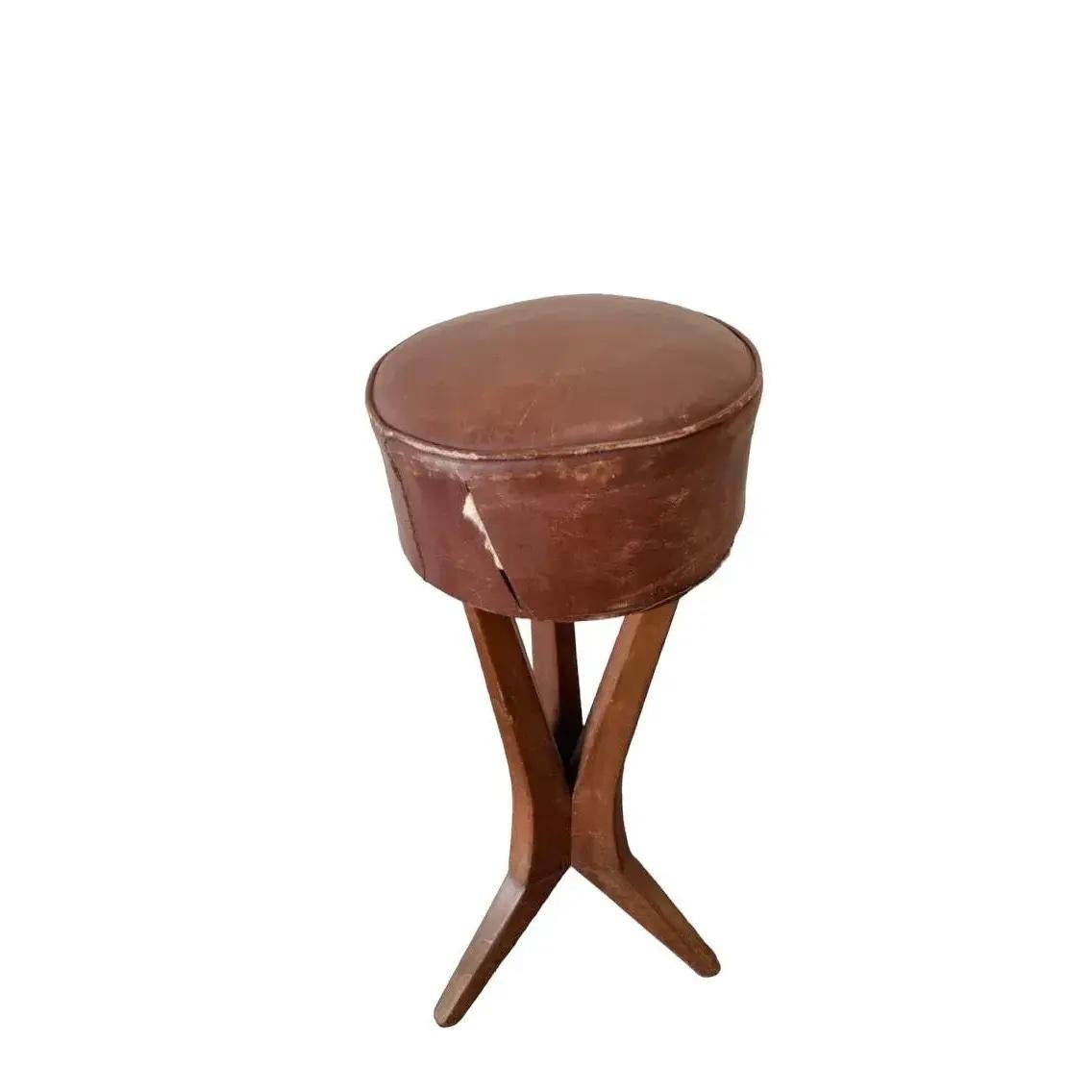 1940s French Mid Century Bar Stools- Set of 3 For Sale 3