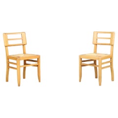 1940s French Mid-Century Modern Oak and Cane Side Chairs by Pierre Cruège