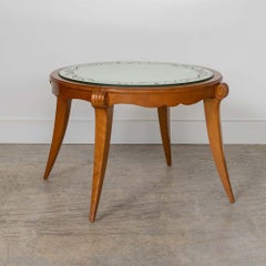 1940s French Mirrored and Beech Cocktail Table