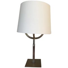 Antique 1940s French Modernist Nickel Lamp