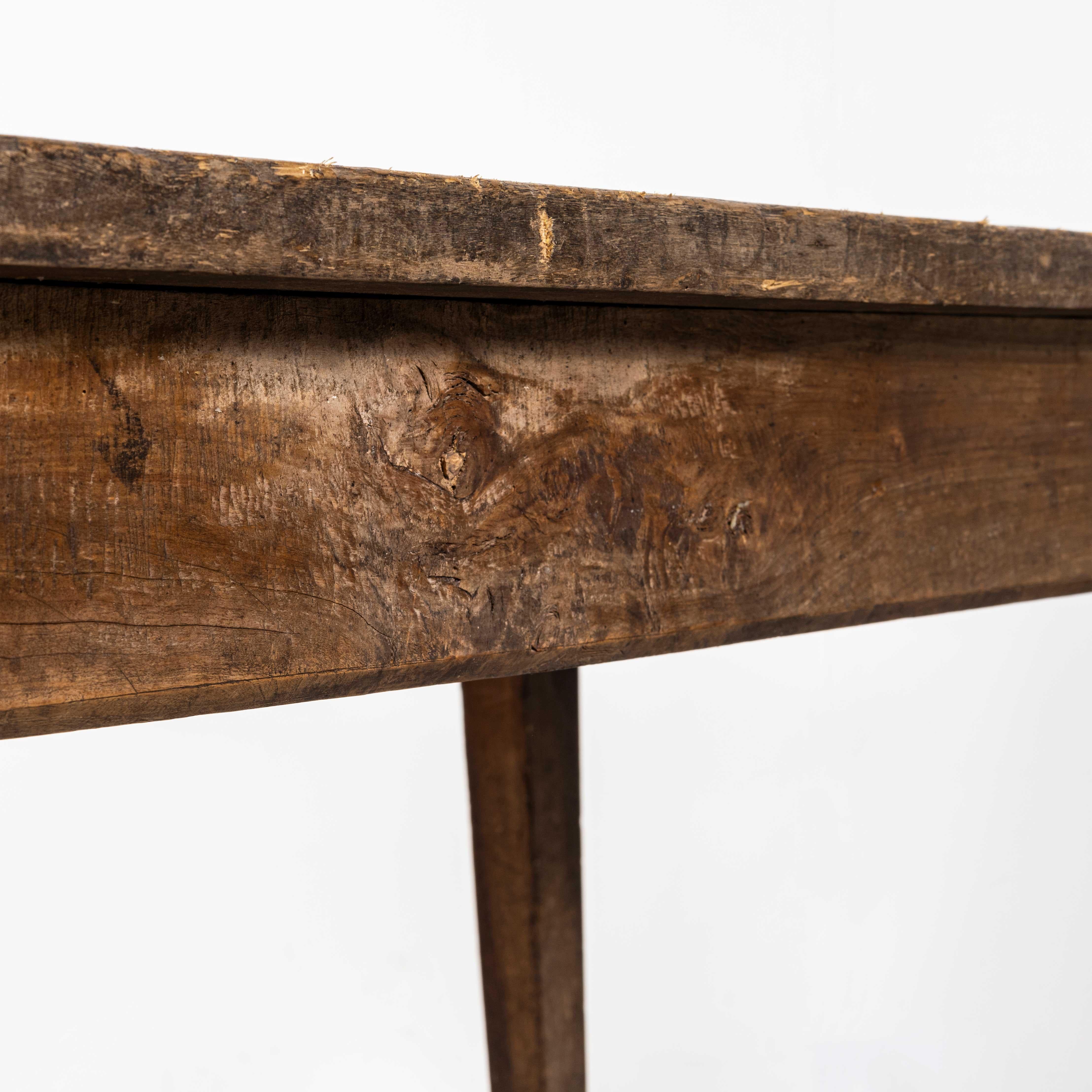 1940's French Narrow Farmhouse Table - Two Plank Top 2