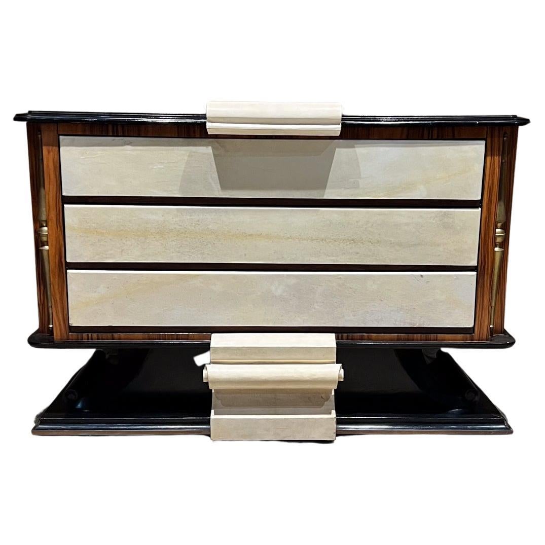 1940s French Neoclassical Dresser Goatskin Bronze For Sale