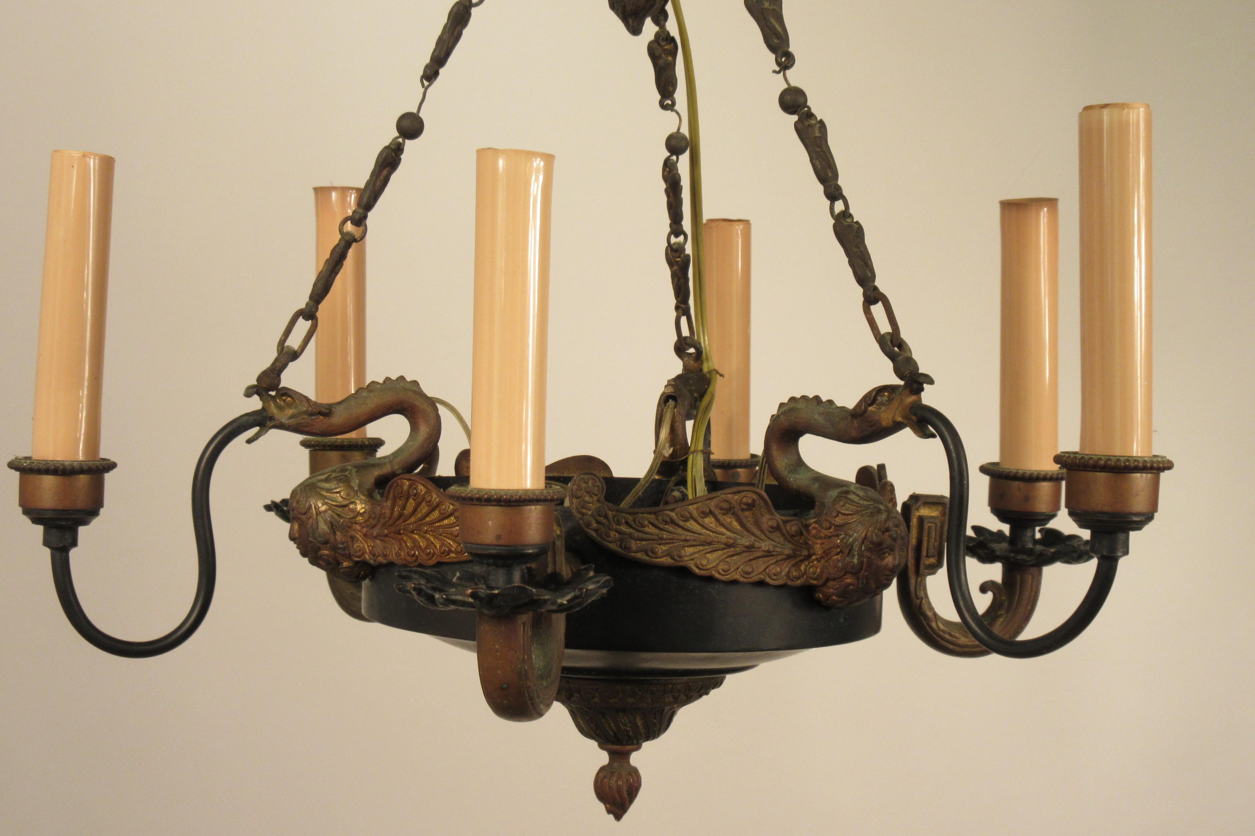 1940s French Neoclassical Small Chandelier In Good Condition In Tarrytown, NY
