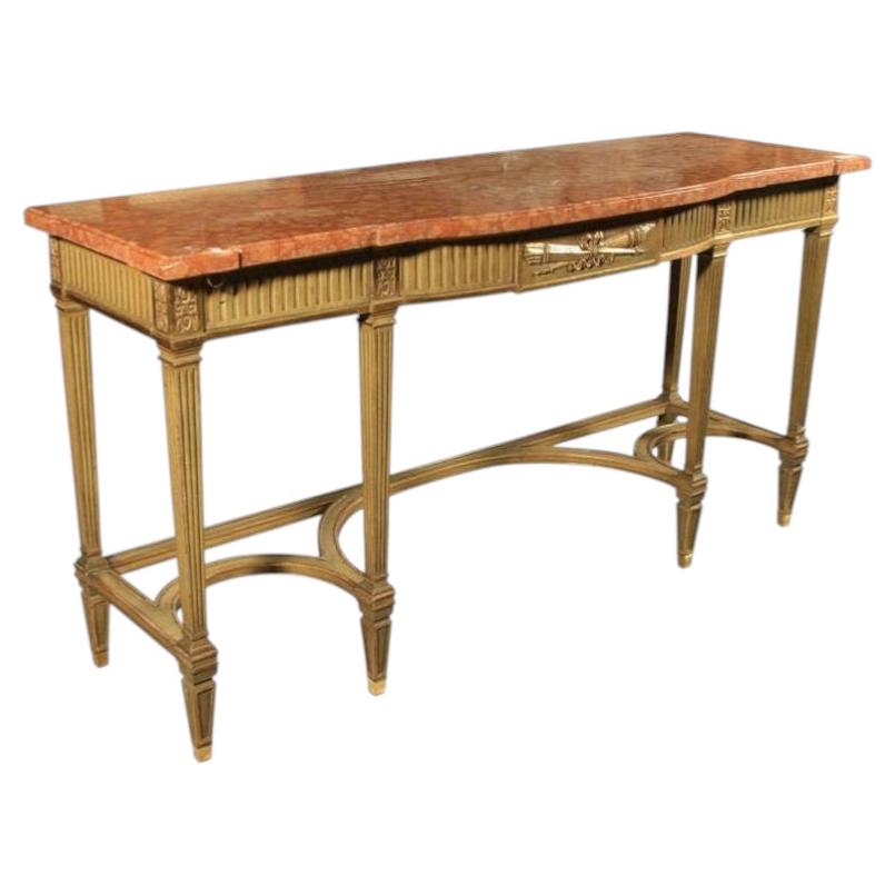 1940s French Neoclassical Style Painted Console with Marble Top For Sale