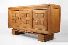 1940s French Oak Geometric Sideboard in the manner of Charles Dudouyt