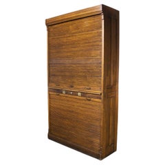 1940's French Oak Notaires Cupboard, Tambour Fronted