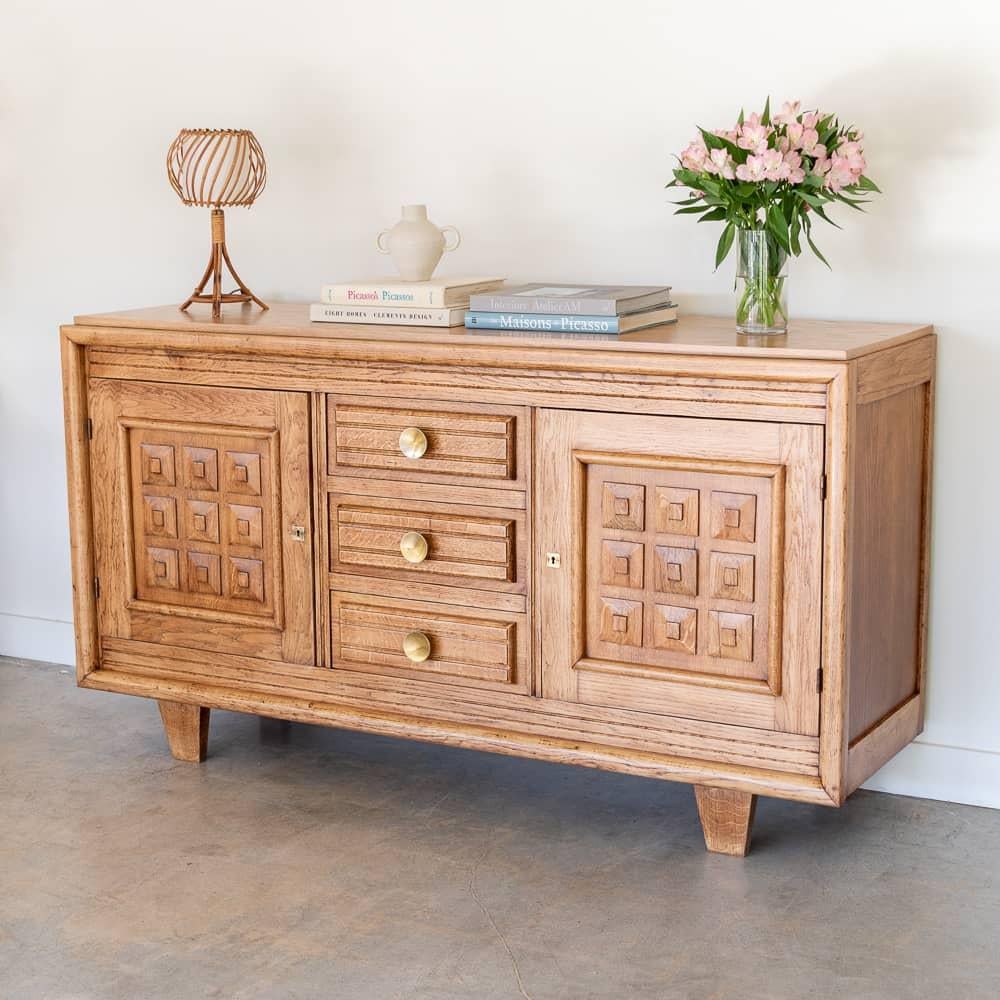 1940's French Oak Sideboard by Charles Dudouyt In Good Condition In Los Angeles, CA