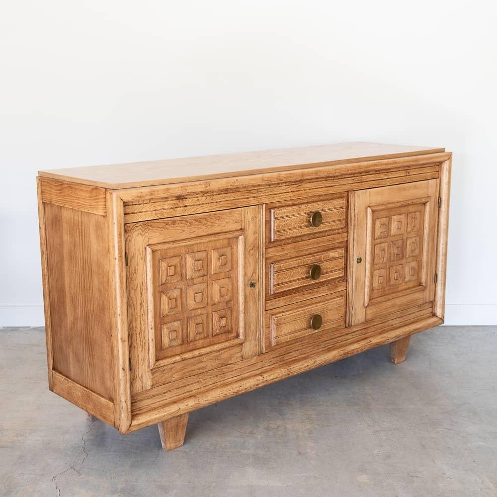 Brass 1940's French Oak Sideboard by Charles Dudouyt For Sale