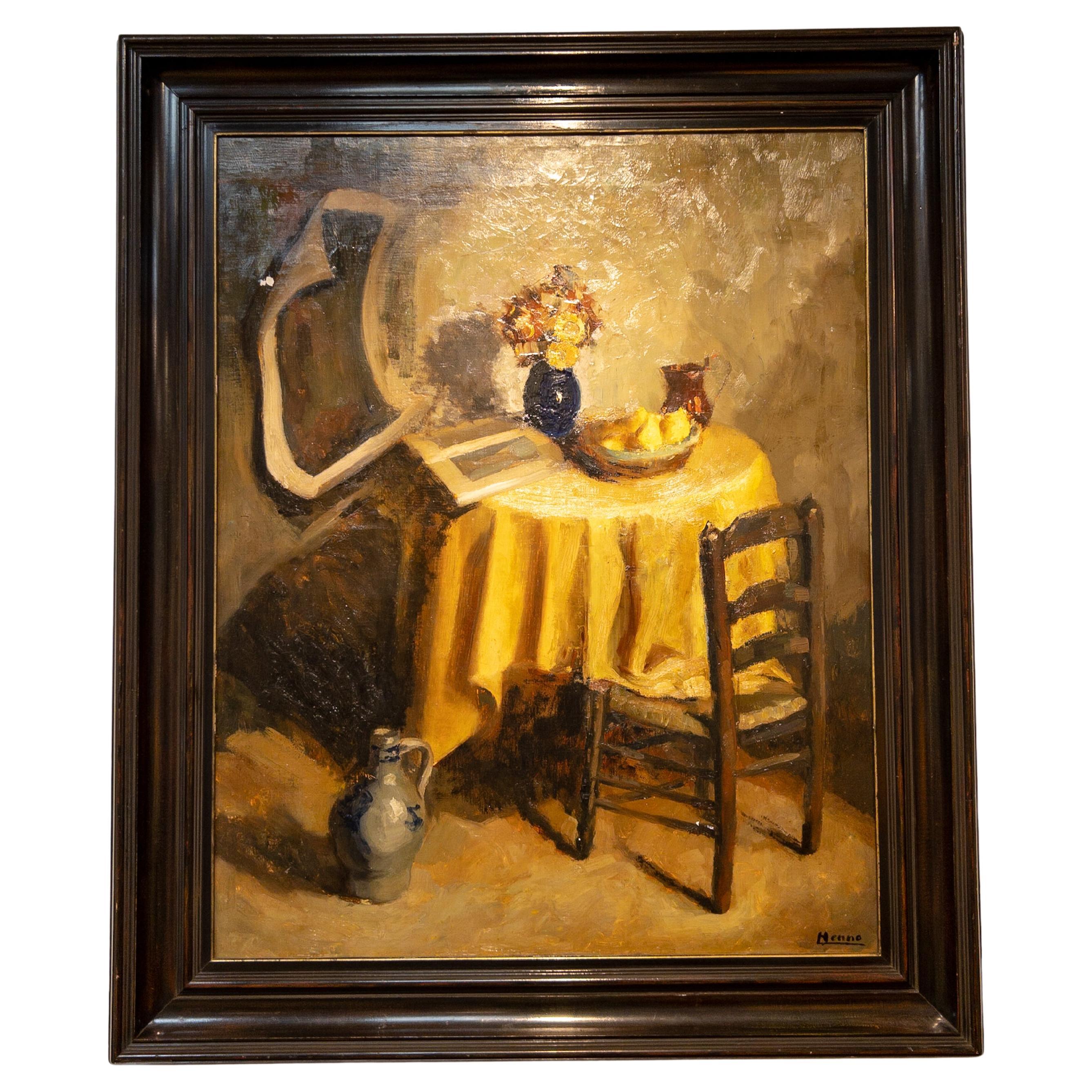 1940’s French Oil on Canvas Signed “Henno” For Sale