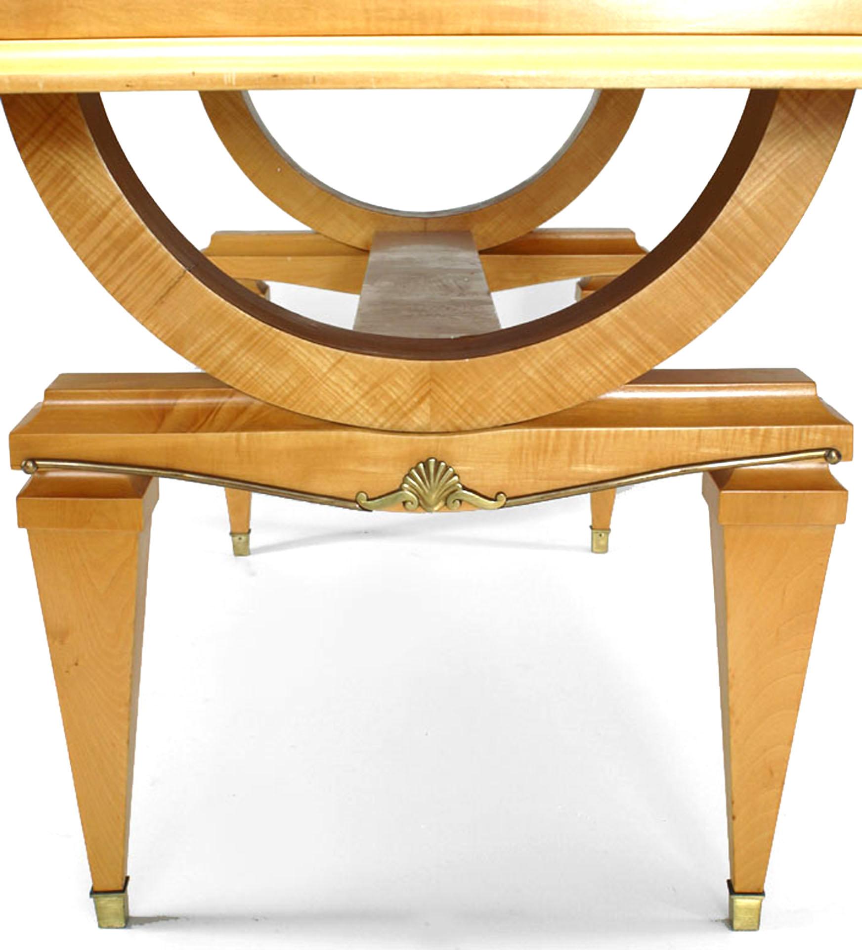 Mid-Century Modern Andre Arbus French Mid-Century Ormolu Mounted Sycamore Dining Table For Sale