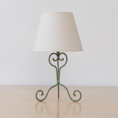 1940s French Painted Iron Scroll Lamp