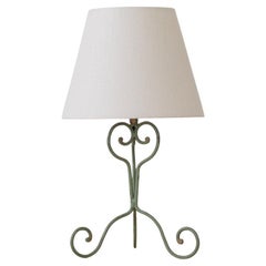 1940s French Painted Iron Scroll Lamp