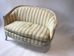 1940s French Painted White Rounded Settee