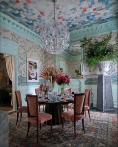 Sedie da pranzo francesi parigine Art Deco degli anni '40 in Oak con velluto blu - Set di 6