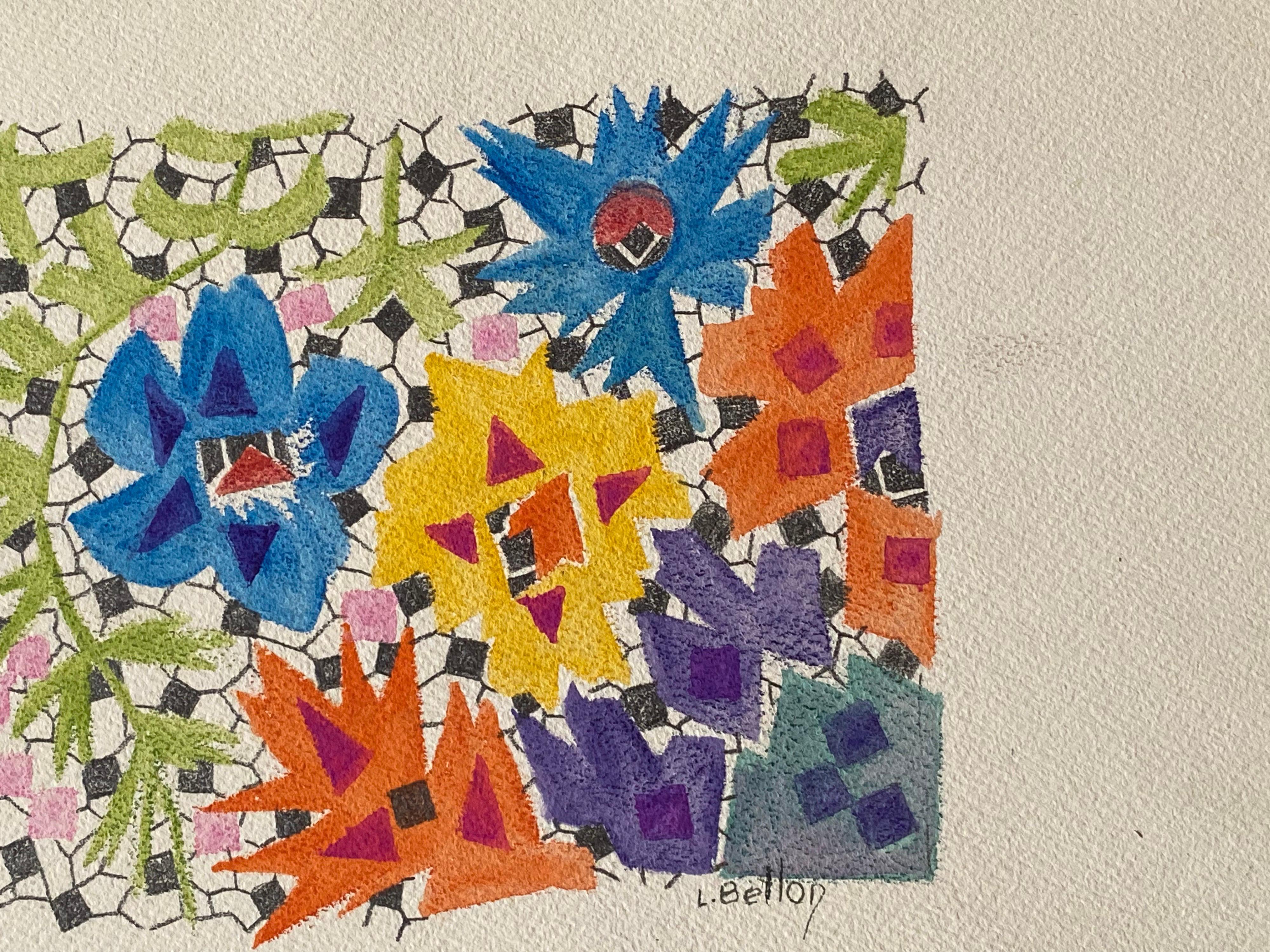 Conception abstraite
Signé par Louis Bellon (français 1908-1998)
D'un lot de travaux similaires dont la plupart sont datés de 1942-1947
peinture à l'aquarelle sur papier, non encadrée

mesures : 10 x 12.5 pouces

provenance : collection